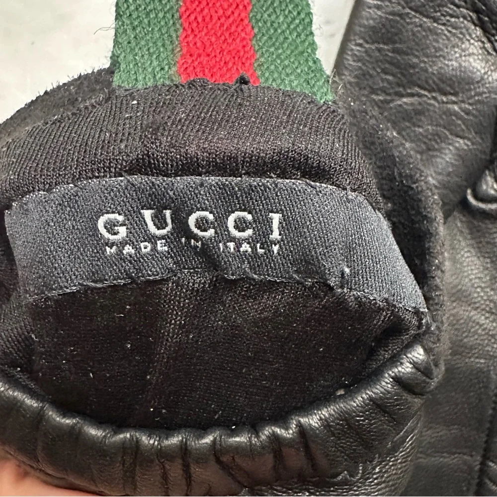 Gucci Black Leather Gloves with signature GG logo - Picture 5 of 11